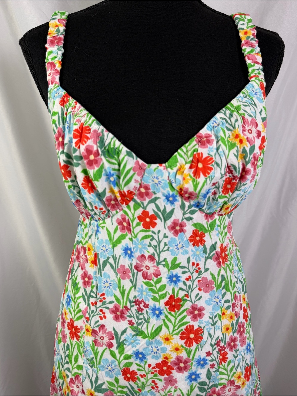 Sky to Moon White Floral Cutout Mini Sundress Sweetheart Neckline Open Back M - Picture 3 of 12
